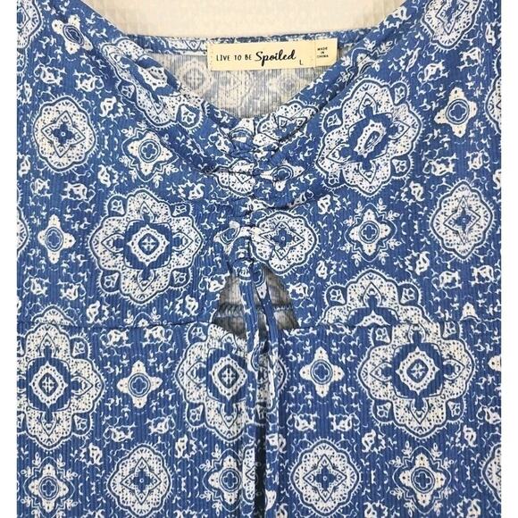 Live to Be Spoiled Kohl's ~Juniors Size L~ Blue Dedallion Mini Dress Unlined NWT - Picture 6 of 16